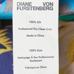 Pre Owned Diane Von Furstenberg Multicolor Printed Satin Silk Wrap Mini Dress S