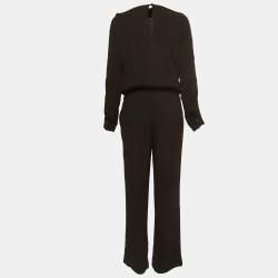 Diane Von Furstenberg Black Crepe Long Sleeve Jumpsuit S