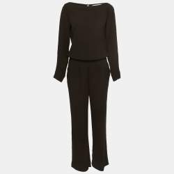 Diane Von Furstenberg Black Crepe Long Sleeve Jumpsuit S