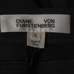 Pre Owned Diane Von Furstenberg Black Cotton Stretch Tapered Pants M