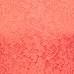 Pre Owned Diane Von Furstenberg Coral Pink Lace Long Sleeve Mini Dress S