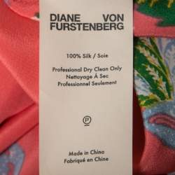 Pre Owned Diane Von Furstenberg Floral Printed Silk Drawstring Maxi Dress M