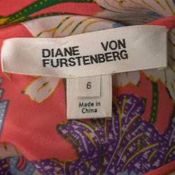 Pre Owned Diane Von Furstenberg Floral Printed Silk Drawstring Maxi Dress M