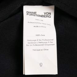 Pre Owned Diane Von Furstenberg Black Silk Neck Tie Detail Flared Mini Dress XXS