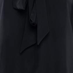 Pre Owned Diane Von Furstenberg Black Silk Neck Tie Detail Flared Mini Dress XXS