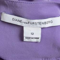 مملوكة مسبقًا Diane Von Furstenberg Purple Silk Belted Mini Dress L
