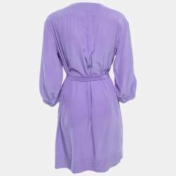 مملوكة مسبقًا Diane Von Furstenberg Purple Silk Belted Mini Dress L