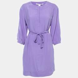 مملوكة مسبقًا Diane Von Furstenberg Purple Silk Belted Mini Dress L