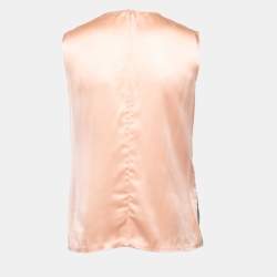 Pre Owned Diane Von Furstenberg Silver Sequined Satin Sleeveless Blouse S