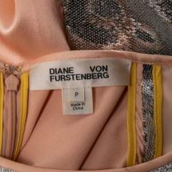 Pre Owned Diane Von Furstenberg Silver Sequined Satin Sleeveless Blouse S