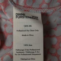 Pre Owned Diane Von Furstenberg Red/Blue Printed Silk New Julian Two Wrap Dress S