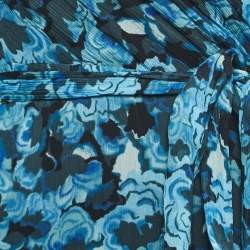Pre Owned Diane Von Furstenberg Blue Floral Print Chiffon Sleeveless Wrap Maxi Dress XS