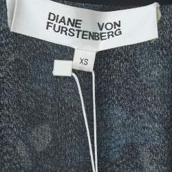 Pre Owned Diane Von Furstenberg Blue Floral Print Chiffon Sleeveless Wrap Maxi Dress XS