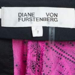 Diane Von Furstenberg Pink Print Silk Wide Leg Trousers M