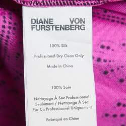 Diane Von Furstenberg Pink Print Silk Wide Leg Trousers M