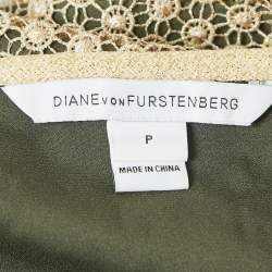 Pre Owned Diane Von Furstenberg Gold Guipure Lace Strappy Mini Dress S