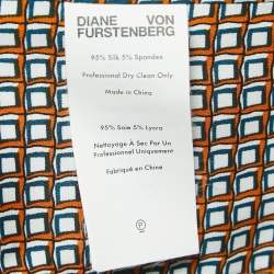 Pre Owned Diane Von Furstenberg Orange Print Silk Mini Shift Dress S