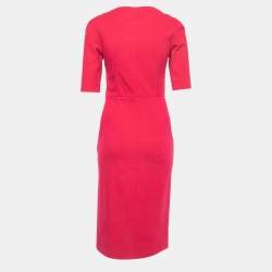 Pre Owned Diane Von Furstenberg Pink Knit Midi Dress S