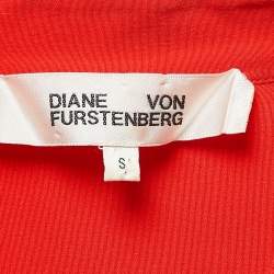 Pre Owned Diane Von Furstenberg Dark Orange Crepe Button Front Belted Midi Dress S