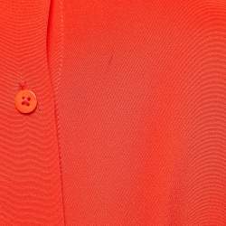 Pre Owned Diane Von Furstenberg Dark Orange Crepe Button Front Belted Midi Dress S