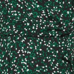 Pre Owned Diane Von Furstenburg Black Printed Silk Waist Tie Detail Flared Midi Dress XL