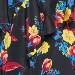 Pre Owned Diane von Furstenberg Black Printed Silk Top & Pants M