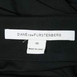Pre Owned Diane Von Furstenberg Black Jersey Wrap Mini Dress L