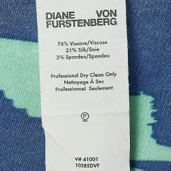 Pre Owned Diane von Furstenberg Blue/Green Print Crepe Midi Dress S
