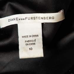 Pre Owned Diane Von Furstenberg Black Embellished textured Silk Aja Mini Dress L