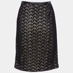 Pre Owned Diane Von Furstenberg Black Stevia Acorn Lace Mini Skirt L