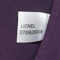 Pre Owned Diane Von Furstenberg Purple Stretch Crepe Draped Sleeve Mini Dress M