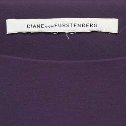 Pre Owned Diane Von Furstenberg Purple Stretch Crepe Draped Sleeve Mini Dress M