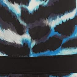 Pre Owned Diane Von Furstenberg Blue Print Silk Knit Sleeveless Mini Dress S