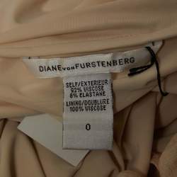 Pre Owned Diane Von Furstenberg Cream Jersey Draped Milton Mini Dress XS