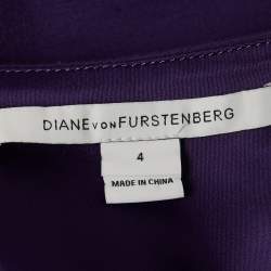 Pre Owned Diane Von Furstenberg Purple Knit Draped Sleeveless Mini Dress S