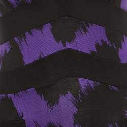 Pre Owned Diane Von Furstenberg Black Print Silk Knit Sleeveless Short Dress S