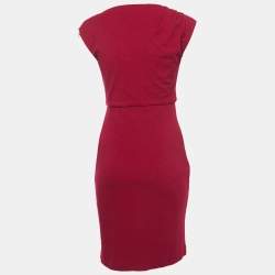 Pre Owned Diane Von Furstenberg Pink Knit Draped Sleeveless Mini Dress S