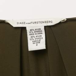 Pre Owned Diane Von Furstenberg Olive Green Stretch Knit Luisa Mini Dress S