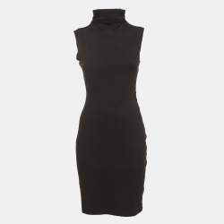 Diane Von Furstenberg Black Knit Sleeveless Turtle Neck Mini Dress S