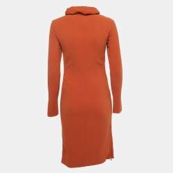 Pre Owned Diane Von Furstenberg Brown Crepe Cowl Neck Short Dress S