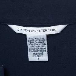 Pre Owned Diane Von Furstenberg Navy Blue Knit V-Neck Dress S
