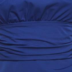 Pre Owned Diane Von Furstenberg Blue Nylon Ruched Mini Dress S