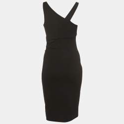 Pre Owned Diane Von Furstenberg Black Knit One Shoulder Mini Dress S