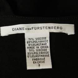 Pre Owned Diane Von Furstenberg Black Knit One Shoulder Mini Dress S