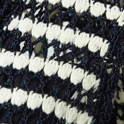Diane Von Furstenberg Navy Blue/White Crochet Knit Sleeveless Short Dress S