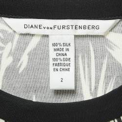 Pre Owned Diane Von Furstenberg Black Print Silk Knit Sleeveless Mini Dress S