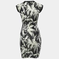 Pre Owned Diane Von Furstenberg Black Print Silk Knit Sleeveless Mini Dress S