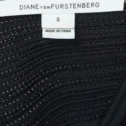 Pre Owned Diane Von Furstenberg Black Knit Sleeveless Mini Dress S