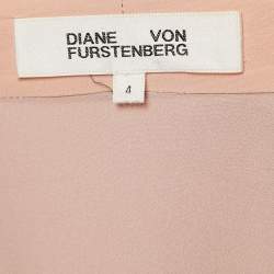 Pre Owned Diane Von Furstenberg Blush Pink Silk Belted Wrap Dress S