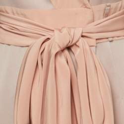 Pre Owned Diane Von Furstenberg Blush Pink Silk Belted Wrap Dress S